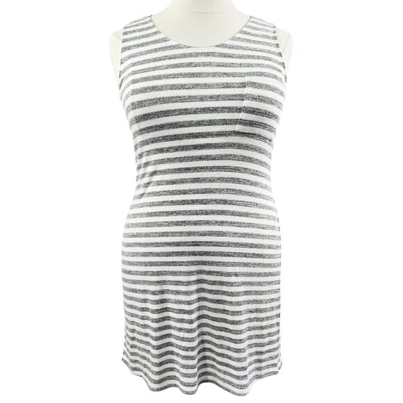 Market & Spruce Meg White Gray Stripe Sleeveless Dress Stretch Beachy Stitch Fix - Picture 1 of 8